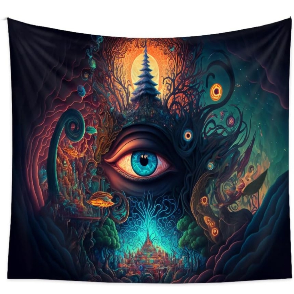 🆕 Psychedelic Trippy Forest Wall Tapestry SIZE 51x59